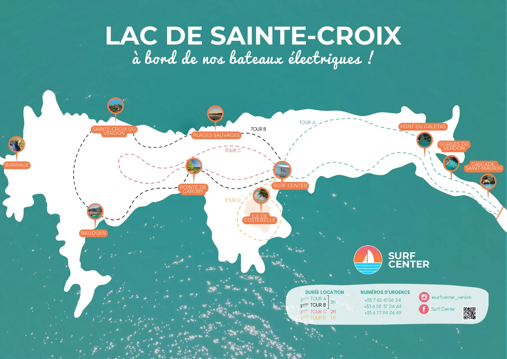 Carte des parcours - Bateaux électriques