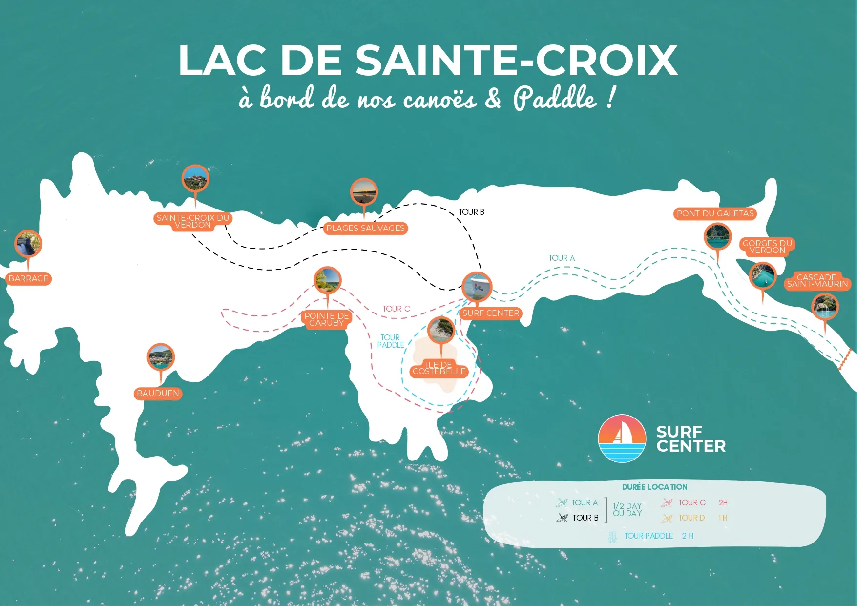Carte des parcours - Canoë